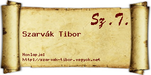 Szarvák Tibor névjegykártya